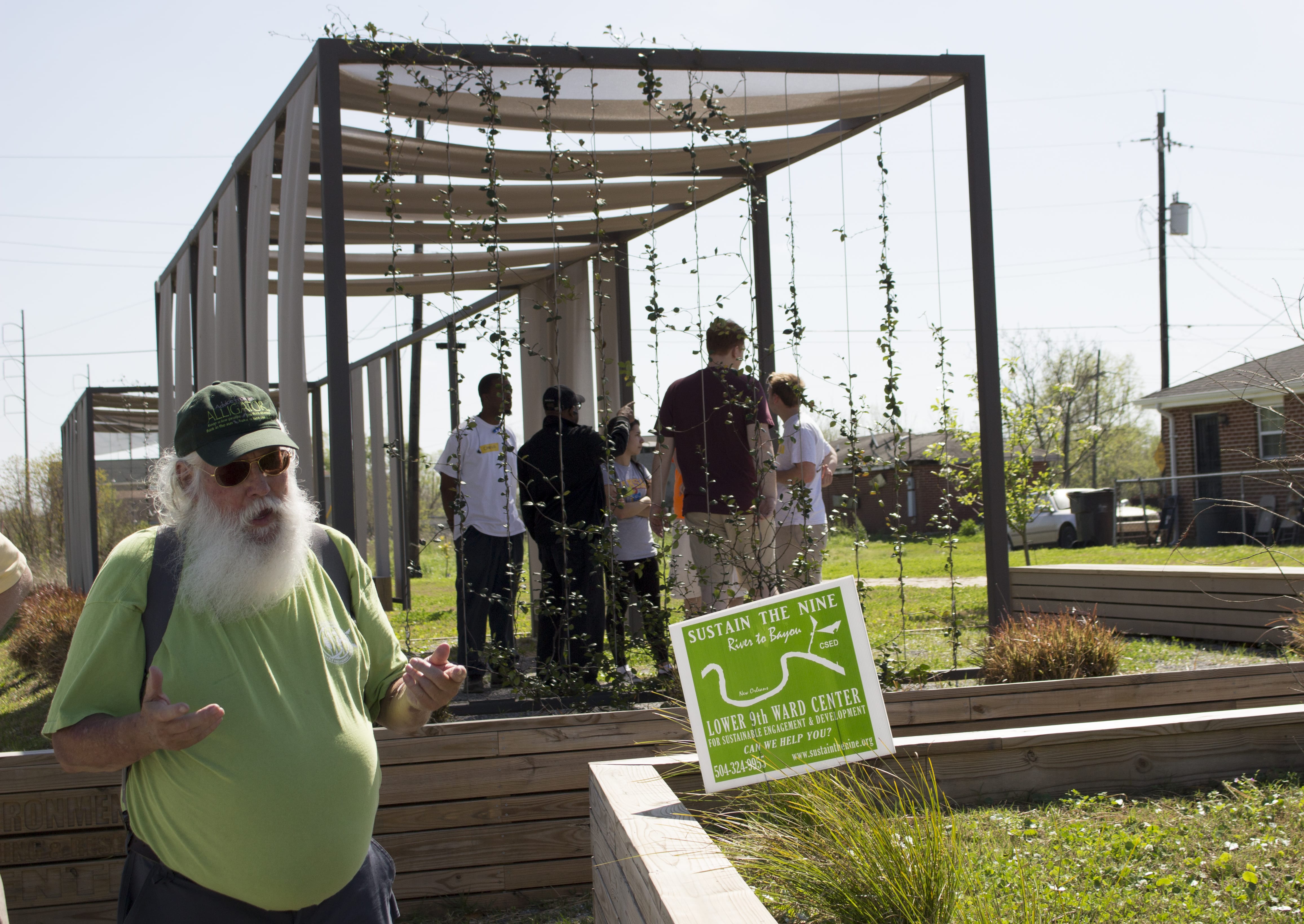 This outdoor classroom is located across the street from Bayou Bienvenue and it provides a space for volunteers and community members alike to learn about the ways in which the Lower Ninth Ward is rebuilding.